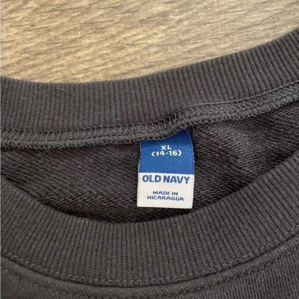 Old Navy Black Crewneck with Daisy Detail